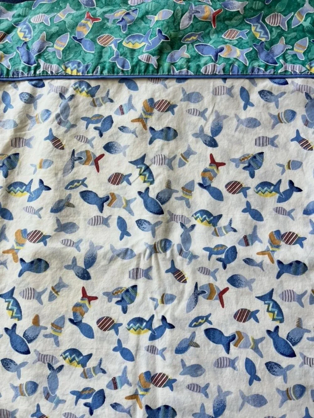 SHERIDAN AUSTRALIA TWIN Flat Sheet Fish 100% Cotton Blue Nautical Ocean Kids